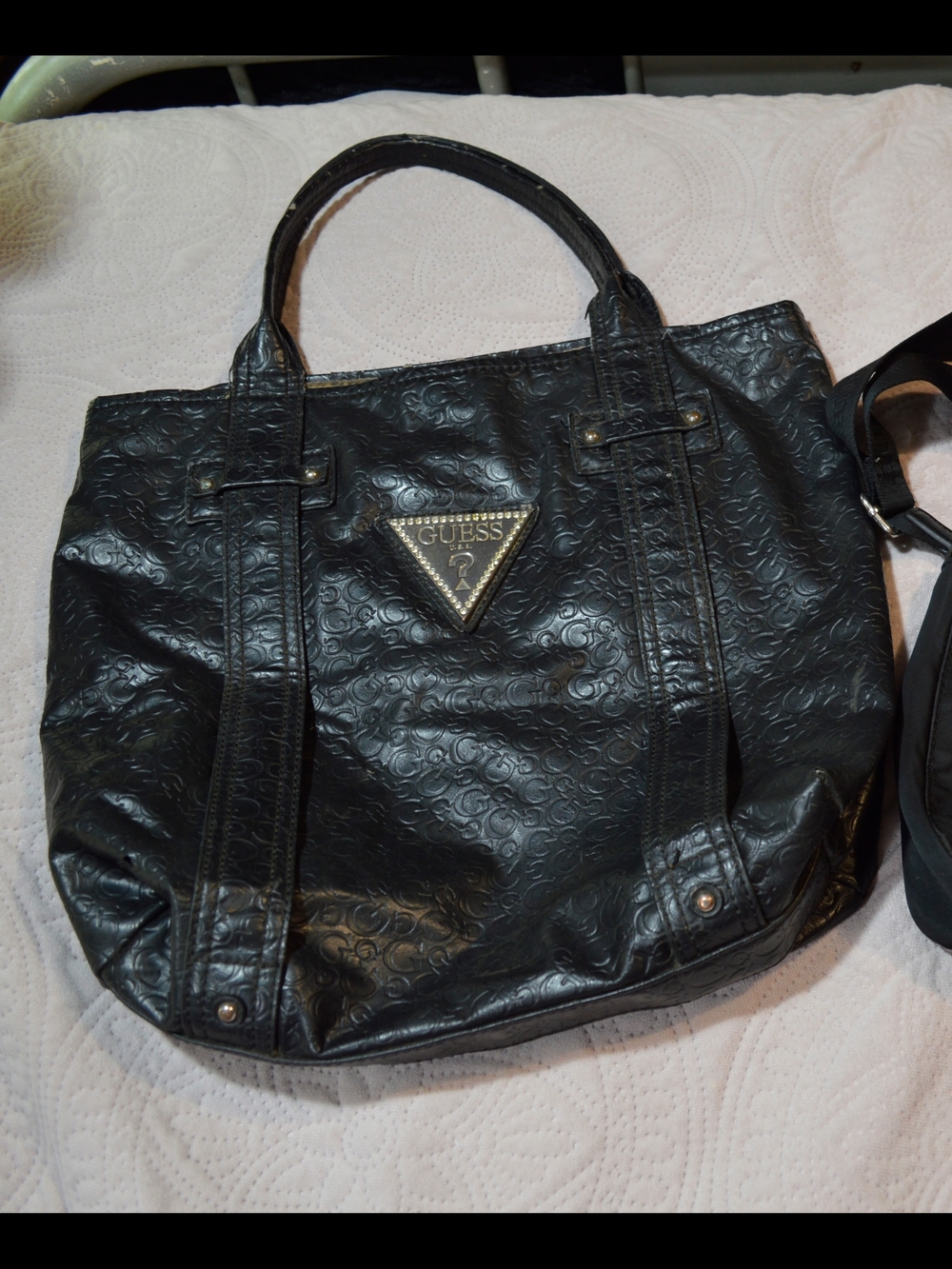 Guess Black Tote Bag with Logo Triangle